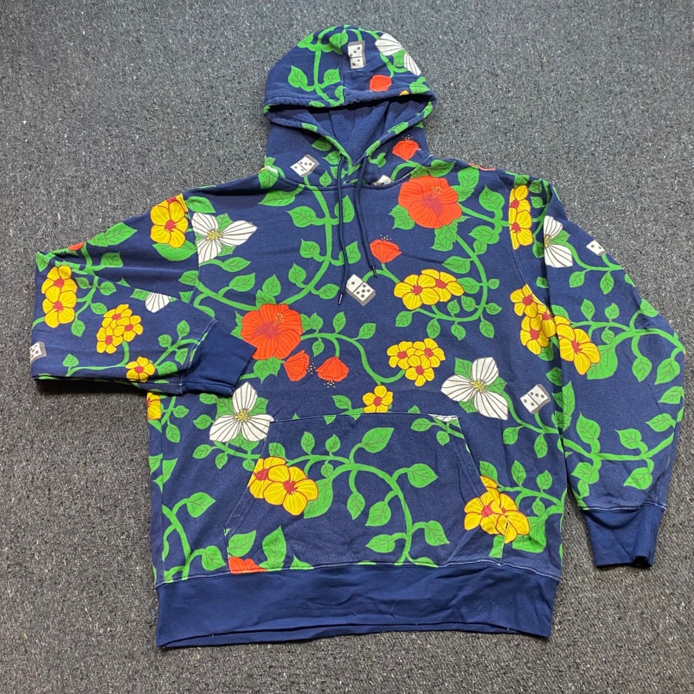 Roberto Lugo Walmart Hoodie Sz L Mens Blue Floral Domino Streetwear Art Skater